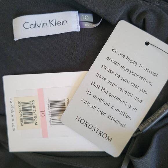 NEW Calvin Klein Black Maxi Dress Evening Stretch Jersey Long Sleeve Women 10 - Picture 11 of 12